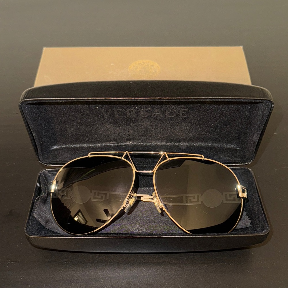 Versace Gold Frame Sunglasses with Black Lenses UNISEX